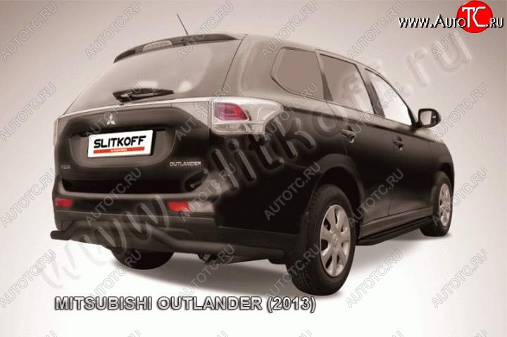 9 399 р. Защита задняя Slitkoff Mitsubishi Outlander GF дорестайлинг (2012-2014) (Цвет: серебристый)  с доставкой в г. Кемерово