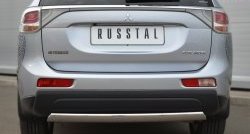 Защита заднего бампера (Ø75x42 мм, нержавейка) Russtal Mitsubishi Outlander GF дорестайлинг (2012-2014)