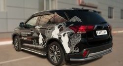 14 449 р. Одинарная защита заднего бампера из трубы с угловатыми сгибами диаметром 63 мм SLITKOFF  Mitsubishi Outlander  GF (2014-2016) 1-ый рестайлинг  с доставкой в г. Кемерово. Увеличить фотографию 4