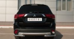 Защита заднего бампера (Ø63 мм уголки, нержавейка) SLITKOFF Mitsubishi Outlander  GF (2014-2016) 1-ый рестайлинг