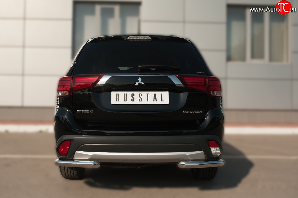 12 899 р. Защита заднего бампера (Ø63 мм уголки, нержавейка) SLITKOFF  Mitsubishi Outlander  GF (2014-2016) 1-ый рестайлинг  с доставкой в г. Кемерово