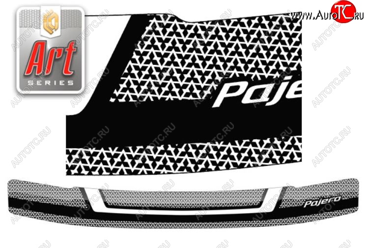 2 299 р. Дефлектор капота CA-Plastiс  Mitsubishi Pajero ( 2 V30/V40 5 дв.,  2 V20,  2 V30/V40) (1991-1999) дорестайлинг, рестайлинг (Серия Art черная)  с доставкой в г. Кемерово