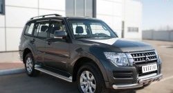 15 849 р. Защита порогов из круглой трубы диаметром 42 мм SLITKOFF Mitsubishi Pajero 4 V90 2-ой рестайлинг (2014-2020)  с доставкой в г. Кемерово. Увеличить фотографию 4