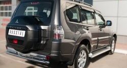 20 449 р. Защита заднего бампера (Ø63 и 42 мм, нержавейка) SLITKOFF  Mitsubishi Pajero  4 V90 (2014-2020) 2-ой рестайлинг  с доставкой в г. Кемерово. Увеличить фотографию 4