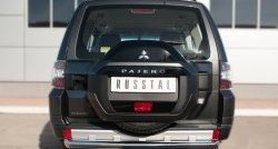 Защита заднего бампера (Ø76 мм, нержавейка) SLITKOFF Mitsubishi Pajero  4 V90 (2014-2020) 2-ой рестайлинг