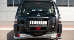 Защита заднего бампера (Ø63 мм уголки, нержавейка) SLITKOFF Mitsubishi Pajero  4 V90 (2014-2020) 2-ой рестайлинг