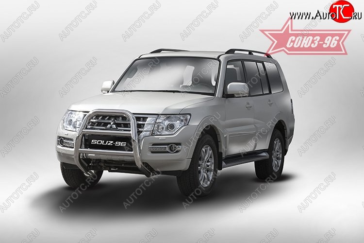 15 974 р. Защита переднего бампера Souz-96 (d76) Mitsubishi Pajero 4 V90 2-ой рестайлинг (2014-2020)  с доставкой в г. Кемерово