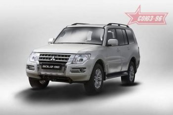 3 419 р. Декоративный элемент воздухозаборника Souz96 нержавеющая сталь Mitsubishi Pajero 4 V90 2-ой рестайлинг (2014-2020) (Хром загл. d10)  с доставкой в г. Кемерово. Увеличить фотографию 1
