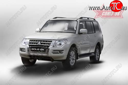 3 419 р. Декоративный элемент воздухозаборника Souz96 нержавеющая сталь Mitsubishi Pajero 4 V90 2-ой рестайлинг (2014-2020) (Хром загл. d10)  с доставкой в г. Кемерово