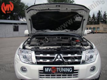 4 099 р. Упор капота MV-Tuning (двойной) Mitsubishi Pajero 4 V80 дорестайлинг (2006-2011)  с доставкой в г. Кемерово. Увеличить фотографию 3