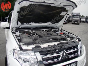 4 099 р. Упор капота MV-Tuning (двойной) Mitsubishi Pajero 4 V80 дорестайлинг (2006-2011)  с доставкой в г. Кемерово. Увеличить фотографию 1