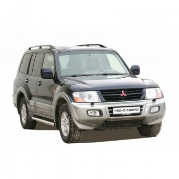 Защита порогов ТехноСфера (Техно Сфера) (нержавейка, 76 mm) Mitsubishi Pajero  3 V70 (1999-2003) дорестайлинг