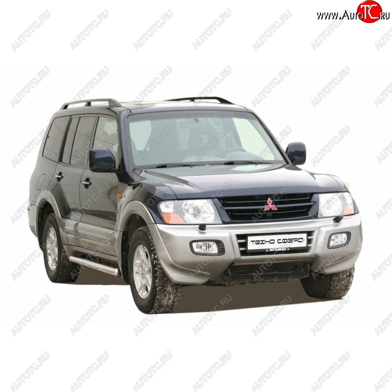 26 799 р. Защита порогов ТехноСфера (Техно Сфера) (нержавейка, 76 mm)  Mitsubishi Pajero  3 V70 (1999-2003) дорестайлинг  с доставкой в г. Кемерово