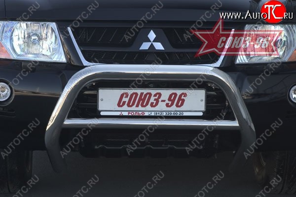 17 099 р. Защита переднего бампера Souz-96 (d76) Mitsubishi Pajero 3 V70 дорестайлинг (1999-2003)  с доставкой в г. Кемерово