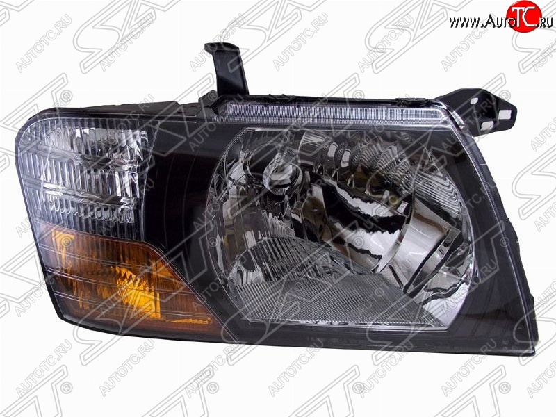 6 599 р. Правая фара передняя SAT (черная) Mitsubishi Pajero 3 V70 дорестайлинг (1999-2003)  с доставкой в г. Кемерово