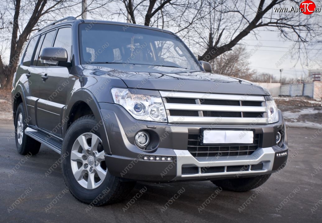 15 699 р. Накладка на передний бампер BROOMER Design Mitsubishi Pajero 4 V80 3 дв. 1-ый рестайлинг (2011-2014) (Неокрашенная)  с доставкой в г. Кемерово