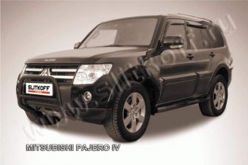 16 899 р. Кенгурятник d57 низкий  Mitsubishi Pajero ( 4 V90,  4 V80) (2006-2015) дорестайлинг, дорестайлинг, 1-ый рестайлинг, 3 дв. 1-ый рестайлинг (Цвет: серебристый)  с доставкой в г. Кемерово. Увеличить фотографию 1