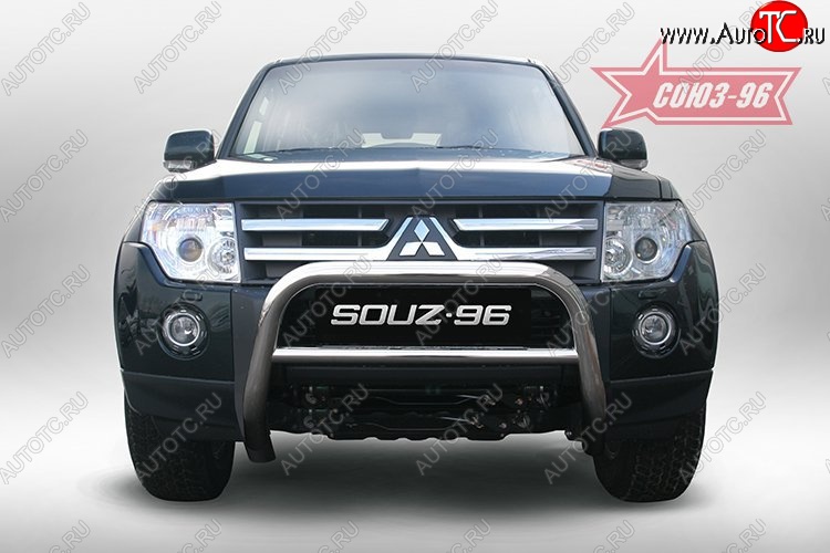 9 665 р. Защита переднего бампера Souz-96 (d60)  Mitsubishi Pajero ( 4 V90,  4 V80) (2006-2011) дорестайлинг  с доставкой в г. Кемерово