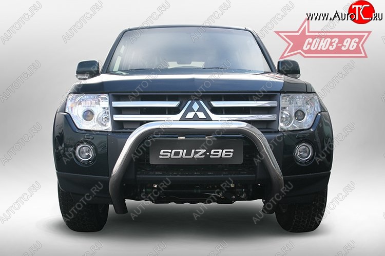 12 959 р. Защита порогов Souz-96 (d76) низкая Mitsubishi Pajero 4 V80 дорестайлинг (2006-2011)  с доставкой в г. Кемерово