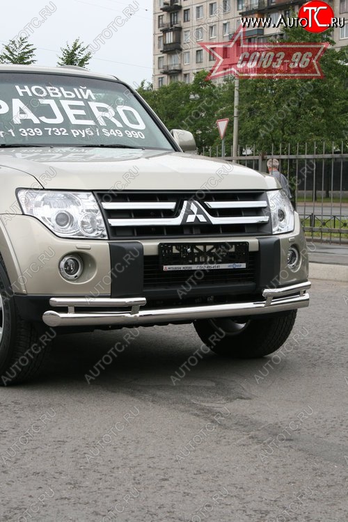 17 999 р. Защита переднего бампера двойная Souz-96 (d76/42)  Mitsubishi Pajero ( 4 V90,  4 V80) (2006-2011) дорестайлинг  с доставкой в г. Кемерово