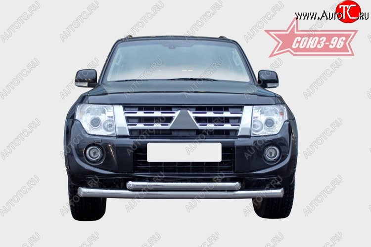 31 859 р. Защита переднего бампера двойная Souz-96 (d76/60)  Mitsubishi Pajero ( 4 V90,  4 V80) (2011-2015) 1-ый рестайлинг, 3 дв. 1-ый рестайлинг  с доставкой в г. Кемерово