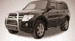 Усиленная высокая защита переднего бампера с защитой картера из трубы диаметром 76 мм Slitkoff Mitsubishi Pajero ( 4 V90,  4 V80) (2006-2015) дорестайлинг, дорестайлинг, 1-ый рестайлинг, 3 дв. 1-ый рестайлинг