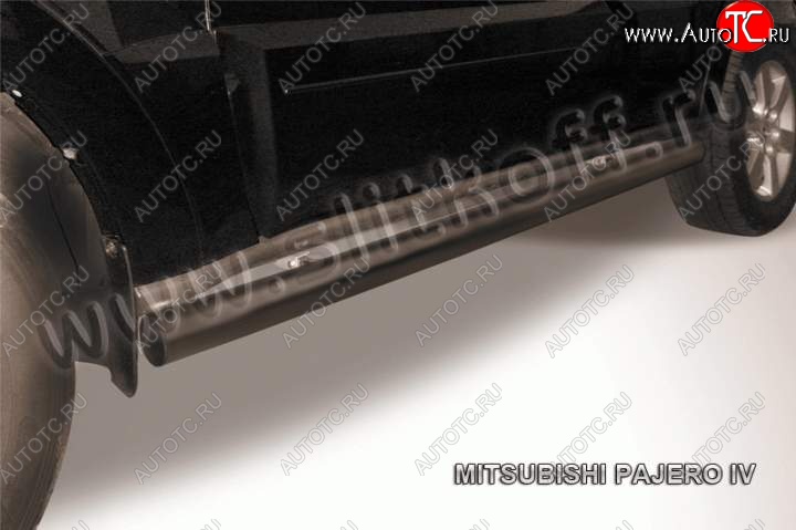 10 599 р. Защита порогов Slitkoff Mitsubishi Pajero 4 V90 дорестайлинг (2006-2011) (Цвет: серебристый)  с доставкой в г. Кемерово