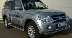 67 999 р. Защита порогов из круглой трубы диаметром 42 мм Russtal Mitsubishi Pajero 4 V90 дорестайлинг (2006-2011) (Защита порогов с со скосами на торцах (вариант 1))  с доставкой в г. Кемерово. Увеличить фотографию 7