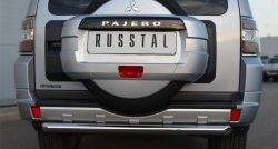 Одинарная защита заднего бампера из трубы диаметром 63 мм SLITKOFF Mitsubishi Pajero  4 V90 (2006-2011) дорестайлинг