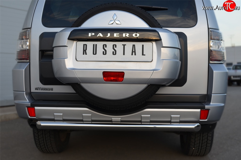 15 899 р. Одинарная защита заднего бампера из трубы диаметром 63 мм SLITKOFF  Mitsubishi Pajero  4 V90 (2006-2011) дорестайлинг  с доставкой в г. Кемерово