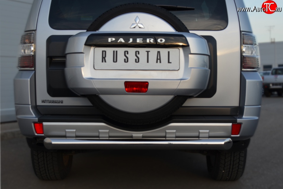 16 999 р. Одинарная защита заднего бампера из трубы диаметром 76 мм SLITKOFF  Mitsubishi Pajero  4 V90 (2006-2011) дорестайлинг  с доставкой в г. Кемерово