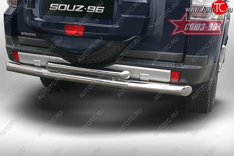 15 839 р. Двойная защита заднего бампера Souz-96 (d76 и 42/60) Mitsubishi Pajero 4 V90 дорестайлинг (2006-2011)  с доставкой в г. Кемерово