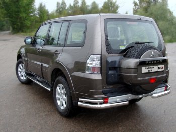 Защита заднего бампера (уголки двойные) ТСС 76,1/42,4 мм Mitsubishi Pajero  4 V90 (2006-2011) дорестайлинг