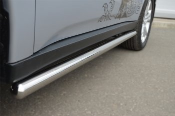 Защита порогов на SLITKOFF (труба D42 мм) Mitsubishi Pajero 4 V90 дорестайлинг (2006-2011) (Защита порогов с закругленными торцами (вариант 3))