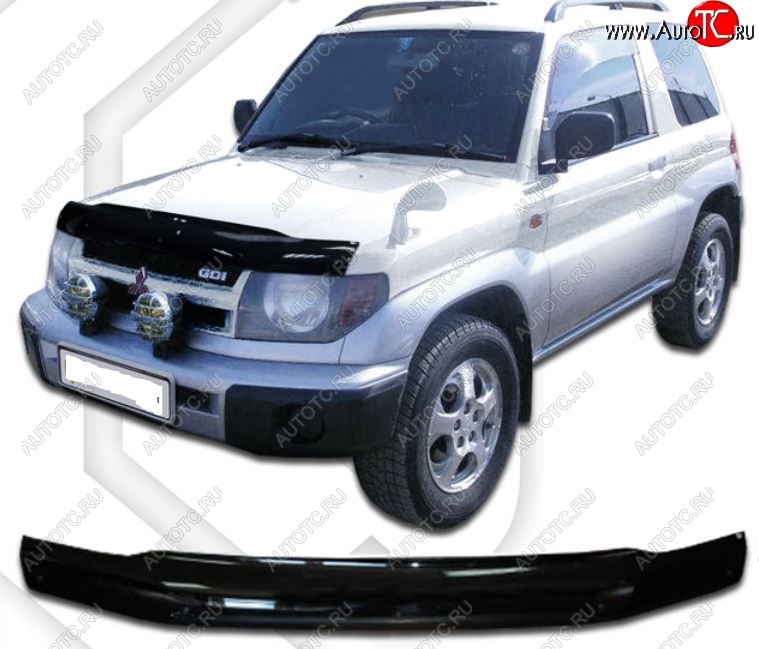 1 899 р. Дефлектор капота (H61-H77 5D, 1.8 л.) CA-Plastic  Mitsubishi Pajero iO (1998-2007) (Classic черный, Без надписи)  с доставкой в г. Кемерово