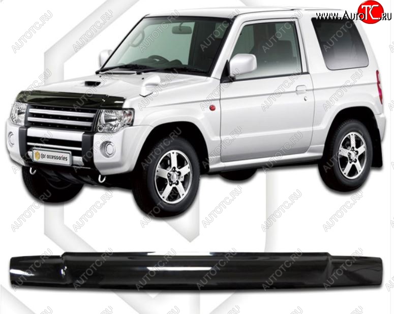 1 899 р. Дефлектор капота CA-Plastic  Mitsubishi Pajero Mini  H53/H58 (2008-2012) (Classic черный, Без надписи)  с доставкой в г. Кемерово