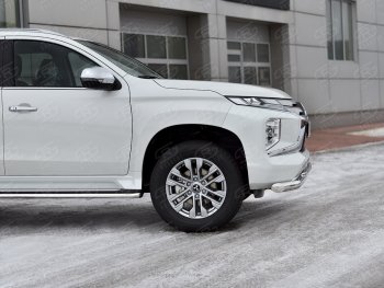 23 999 р. Защита переднего бампера (2 трубы Ø76 и 42 мм, нержавейка) SLITKOFF  Mitsubishi Pajero Sport  QF (2019-2022) рестайлинг  с доставкой в г. Кемерово. Увеличить фотографию 4