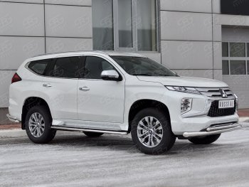 23 999 р. Защита переднего бампера (2 трубы Ø76 и 42 мм, нержавейка) SLITKOFF  Mitsubishi Pajero Sport  QF (2019-2022) рестайлинг  с доставкой в г. Кемерово. Увеличить фотографию 3