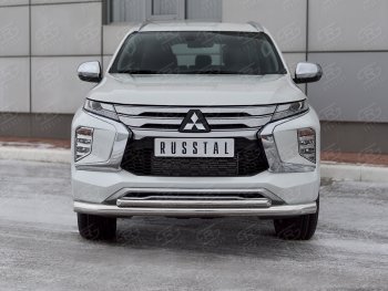 23 999 р. Защита переднего бампера (2 трубы Ø76 и 42 мм, нержавейка) SLITKOFF  Mitsubishi Pajero Sport  QF (2019-2022) рестайлинг  с доставкой в г. Кемерово. Увеличить фотографию 2