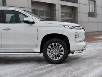 27 999 р. Защита переднего бампера SLITKOFF (Ø63 мм с уголками, нержавейка)  Mitsubishi Pajero Sport  QF (2019-2022) рестайлинг  с доставкой в г. Кемерово. Увеличить фотографию 4