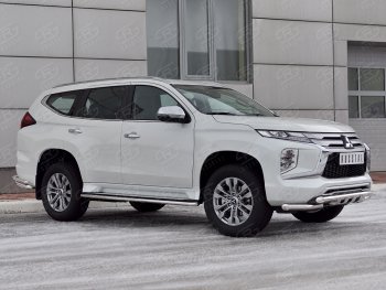 27 999 р. Защита переднего бампера SLITKOFF (Ø63 мм с уголками, нержавейка)  Mitsubishi Pajero Sport  QF (2019-2022) рестайлинг  с доставкой в г. Кемерово. Увеличить фотографию 3