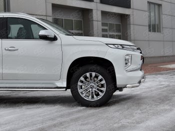 22 699 р. Защита переднего бампера (2 трубы Ø63 и 42 мм, нержавейка) SLITKOFF  Mitsubishi Pajero Sport  QF (2019-2022) рестайлинг  с доставкой в г. Кемерово. Увеличить фотографию 4