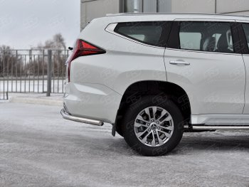 17 499 р. Защита заднего бампера SLITKOFF (Ø63 мм секции, нержавейка)  Mitsubishi Pajero Sport  QF (2019-2022) рестайлинг  с доставкой в г. Кемерово. Увеличить фотографию 4
