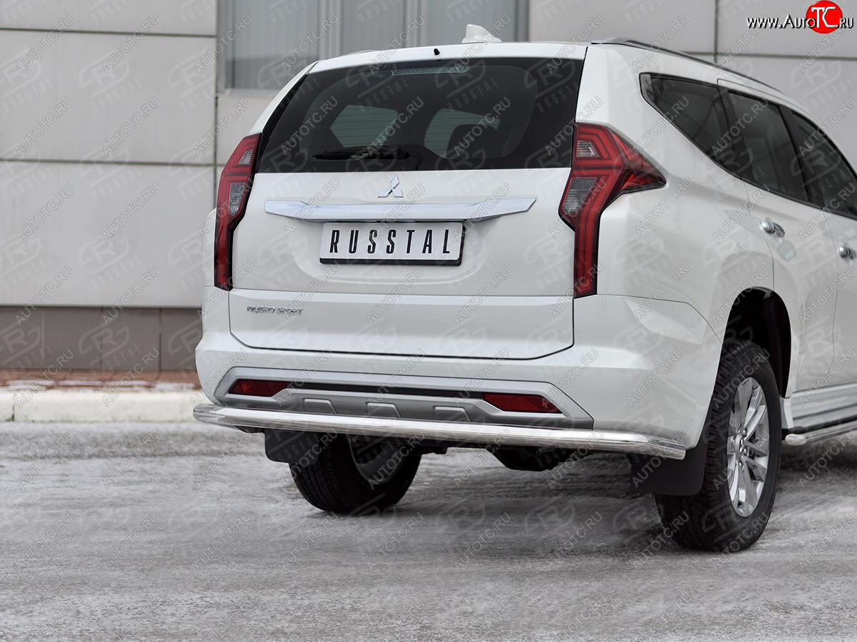 17 499 р. Защита заднего бампера SLITKOFF (Ø63 мм секции, нержавейка)  Mitsubishi Pajero Sport  QF (2019-2022) рестайлинг  с доставкой в г. Кемерово
