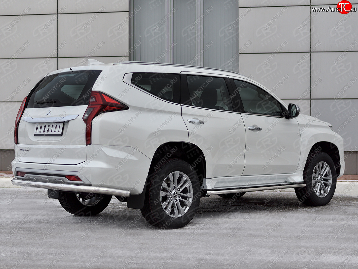 13 999 р. Защита заднего бампера (Ø76 мм, нержавейка) Mitsubishi Pajero Sport QF рестайлинг (2019-2022)  с доставкой в г. Кемерово