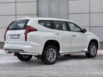 16 349 р. Защита заднего бампера (Ø63 мм уголки, нержавейка) SLITKOFF  Mitsubishi Pajero Sport  QF (2019-2022) рестайлинг  с доставкой в г. Кемерово. Увеличить фотографию 2