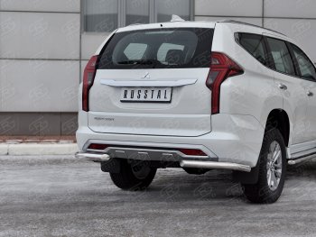 Защита заднего бампера (Ø63 мм уголки, нержавейка) SLITKOFF Mitsubishi Pajero Sport  QF (2019-2022) рестайлинг