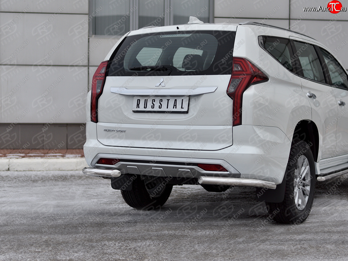 16 349 р. Защита заднего бампера (Ø63 мм уголки, нержавейка) SLITKOFF  Mitsubishi Pajero Sport  QF (2019-2022) рестайлинг  с доставкой в г. Кемерово