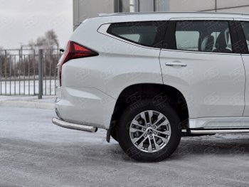 13 549 р. Защита заднего бампера (Ø76 мм уголки, нержавейка) Mitsubishi Pajero Sport QF рестайлинг (2019-2022)  с доставкой в г. Кемерово. Увеличить фотографию 2