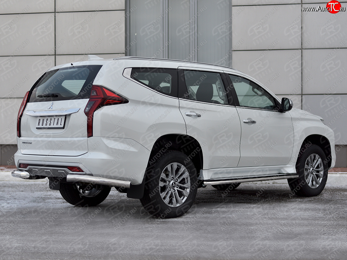 13 549 р. Защита заднего бампера (Ø76 мм уголки, нержавейка) Mitsubishi Pajero Sport QF рестайлинг (2019-2022)  с доставкой в г. Кемерово